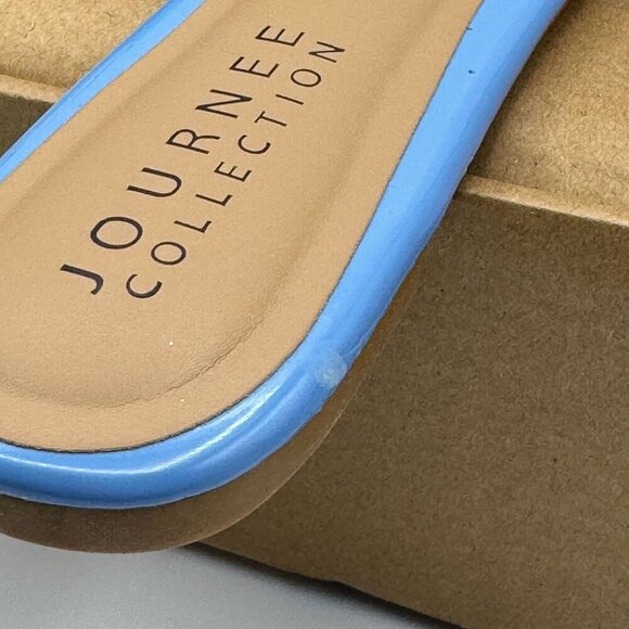 Journee Arrina Slip-On Woven Strappy Sandals Flats Slides Slip On Blue Size 9 - Picture 5 of 9